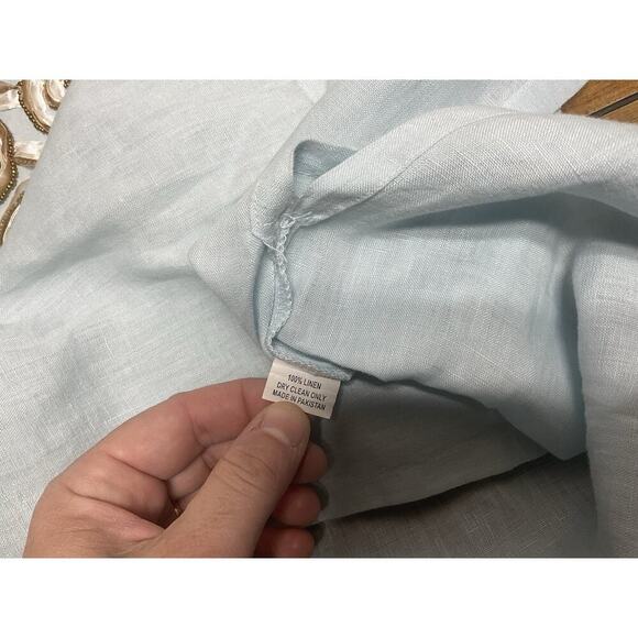 Barbara Gerwit Blue Linen Embroidery Tunic Top Blouse Cover Up Medium - Picture 12 of 14